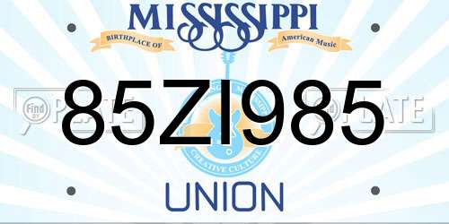 85ZI985 Mississippi License Plate