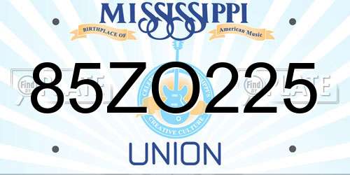 85ZO225 Mississippi License Plate