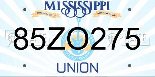 85ZO275 Mississippi License Plate