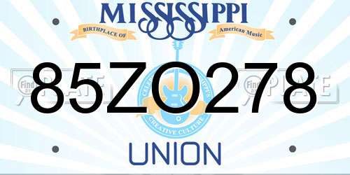 85ZO278 Mississippi License Plate