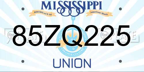 85ZQ225 Mississippi License Plate