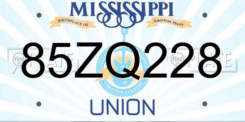 85ZQ228 Mississippi License Plate