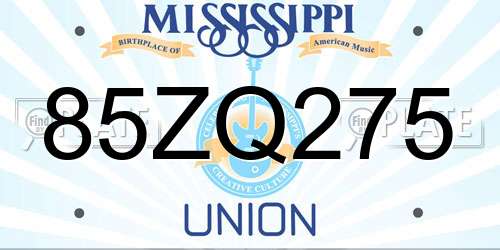 85ZQ275 Mississippi License Plate