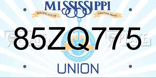 85ZQ775 Mississippi License Plate
