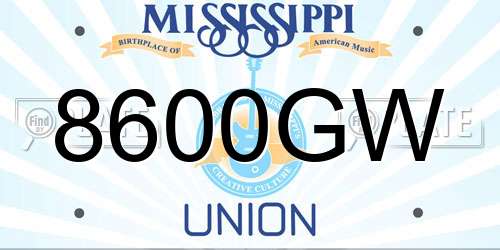 8600GW Mississippi License Plate