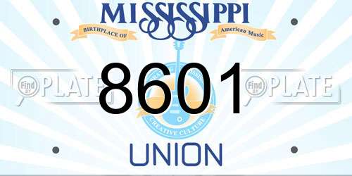 8601 Mississippi License Plate