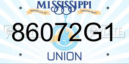 86072G1 Mississippi License Plate