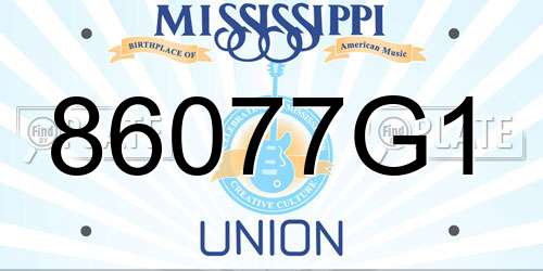 86077G1 Mississippi License Plate