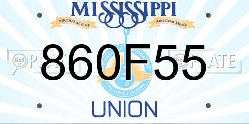 860F55 Mississippi License Plate