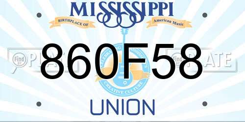 860F58 Mississippi License Plate