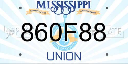 860F88 Mississippi License Plate