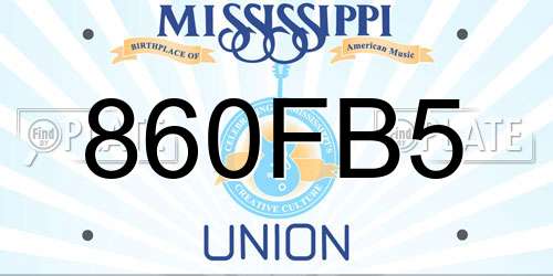 860FB5 Mississippi License Plate