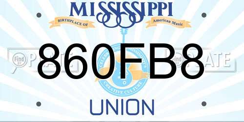 860FB8 Mississippi License Plate