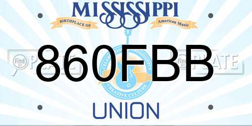 860FBB Mississippi License Plate