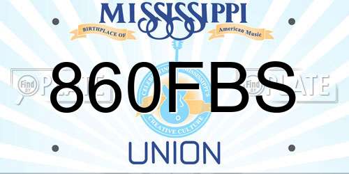 860FBS Mississippi License Plate