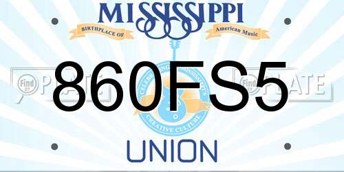 860FS5 Mississippi License Plate