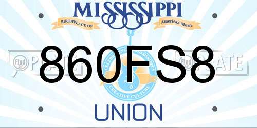 860FS8 Mississippi License Plate