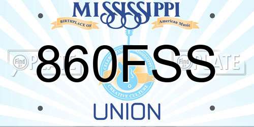 860FSS Mississippi License Plate