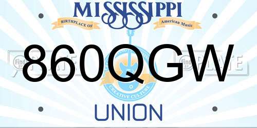 860QGW Mississippi License Plate