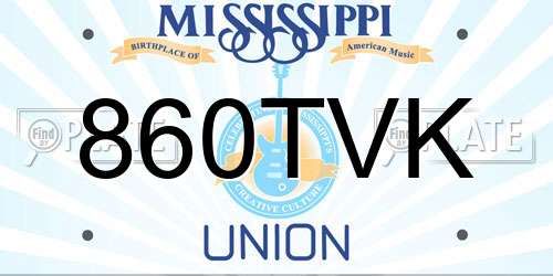 860TVK Mississippi License Plate