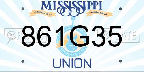 861G35 Mississippi License Plate