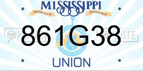 861G38 Mississippi License Plate
