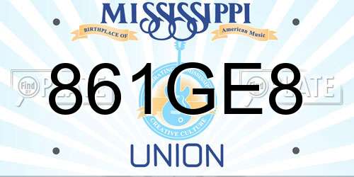 861GE8 Mississippi License Plate
