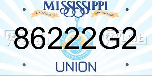 86222G2 Mississippi License Plate