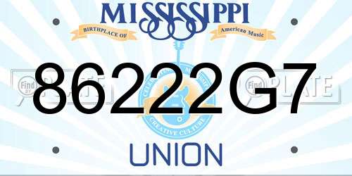 86222G7 Mississippi License Plate