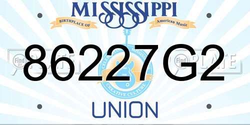86227G2 Mississippi License Plate