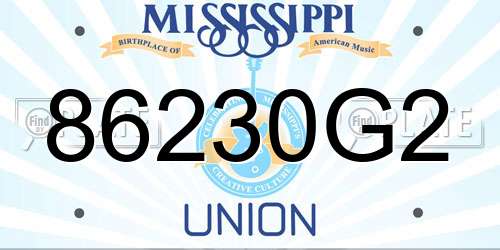 86230G2 Mississippi License Plate