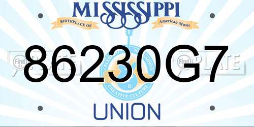 86230G7 Mississippi License Plate