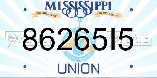 86265I5 Mississippi License Plate