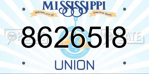 86265I8 Mississippi License Plate