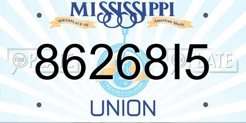 86268I5 Mississippi License Plate