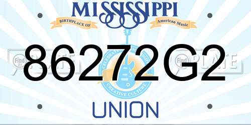 86272G2 Mississippi License Plate