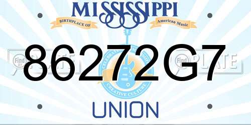 86272G7 Mississippi License Plate