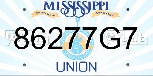 86277G7 Mississippi License Plate