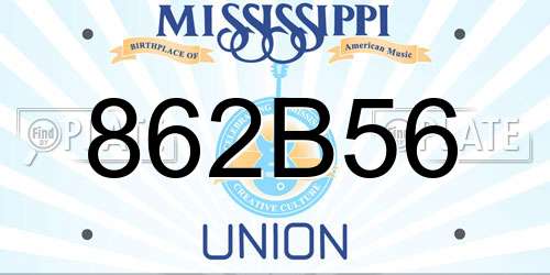 862B56 Mississippi License Plate