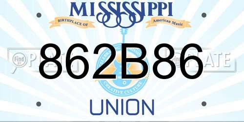 862B86 Mississippi License Plate
