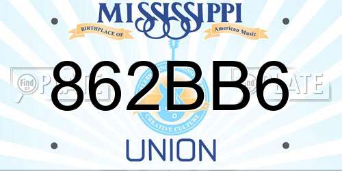 862BB6 Mississippi License Plate