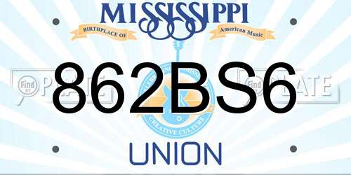 862BS6 Mississippi License Plate