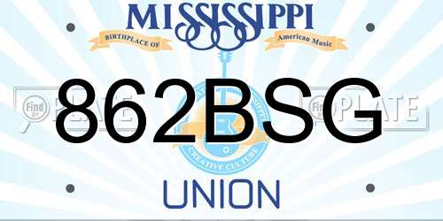 862BSG Mississippi License Plate