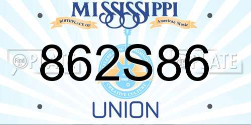 862S86 Mississippi License Plate