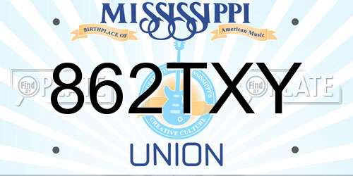 862TXY Mississippi License Plate