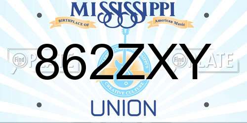 862ZXY Mississippi License Plate