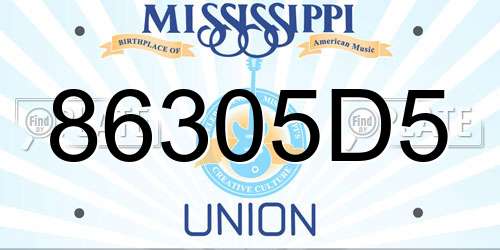 86305D5 Mississippi License Plate