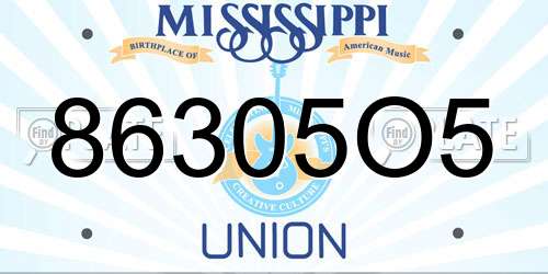 86305O5 Mississippi License Plate