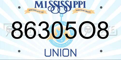 86305O8 Mississippi License Plate