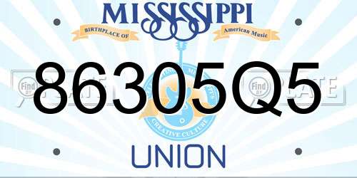86305Q5 Mississippi License Plate